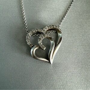 Zales Diamond Sterling Silver Double Heart Pendant